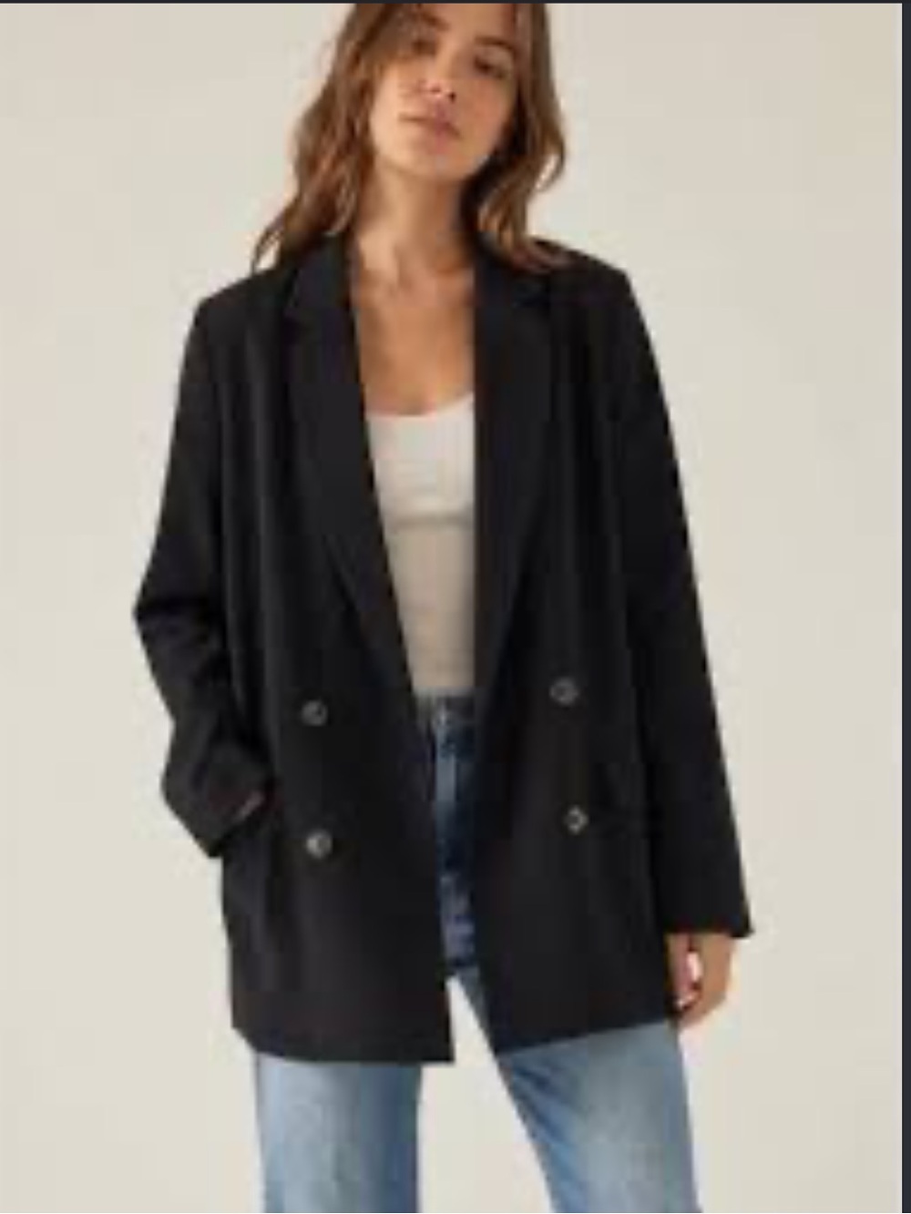 Elizabeth and James Black Blazer Double Breasted 1X Slouchy Business